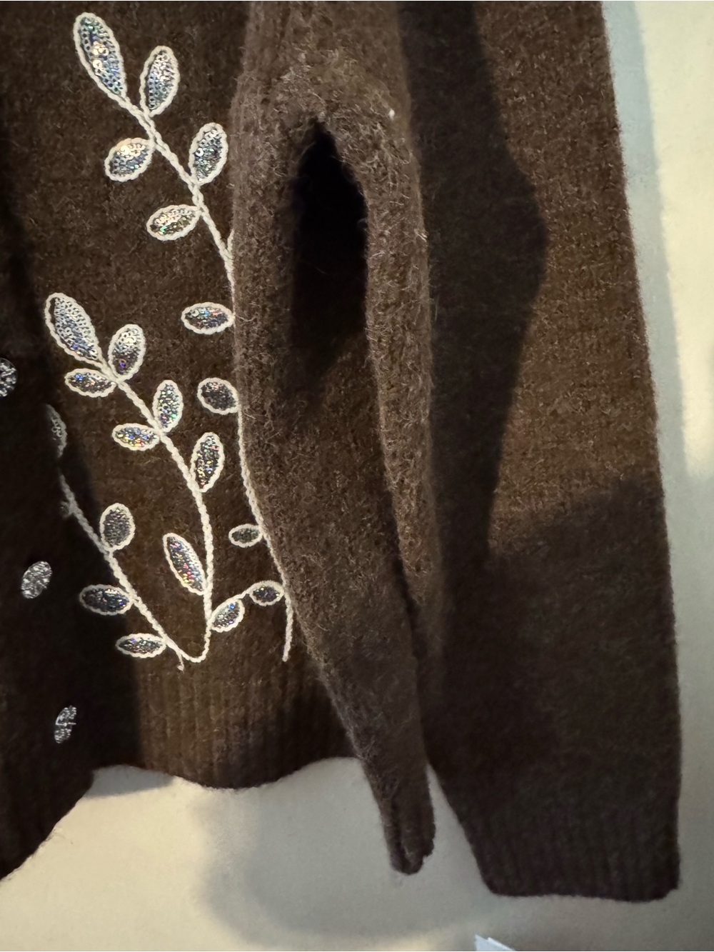 Nanette Lepore Brown Embroidered Button Cardigan - Picture 5 of 11